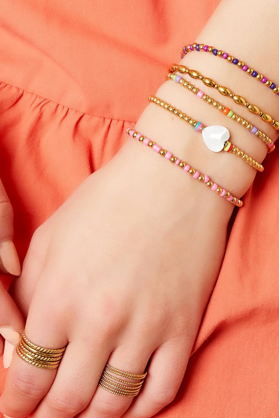 Perlenherzarmband - #summergirls-Kollektion Goldfarbe Schale Bild3
